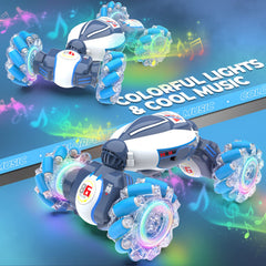 Dysaim Gesture Sensing RC Stunt Car side view shows rugged 4WD build