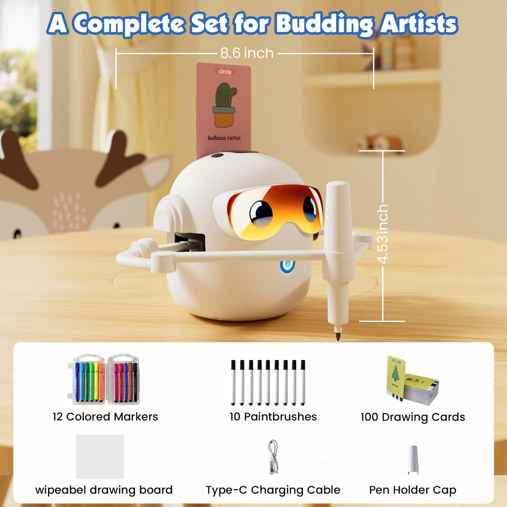 Dysh.Tech drawing robot suits ages 3–8 with adjustable difficulty.