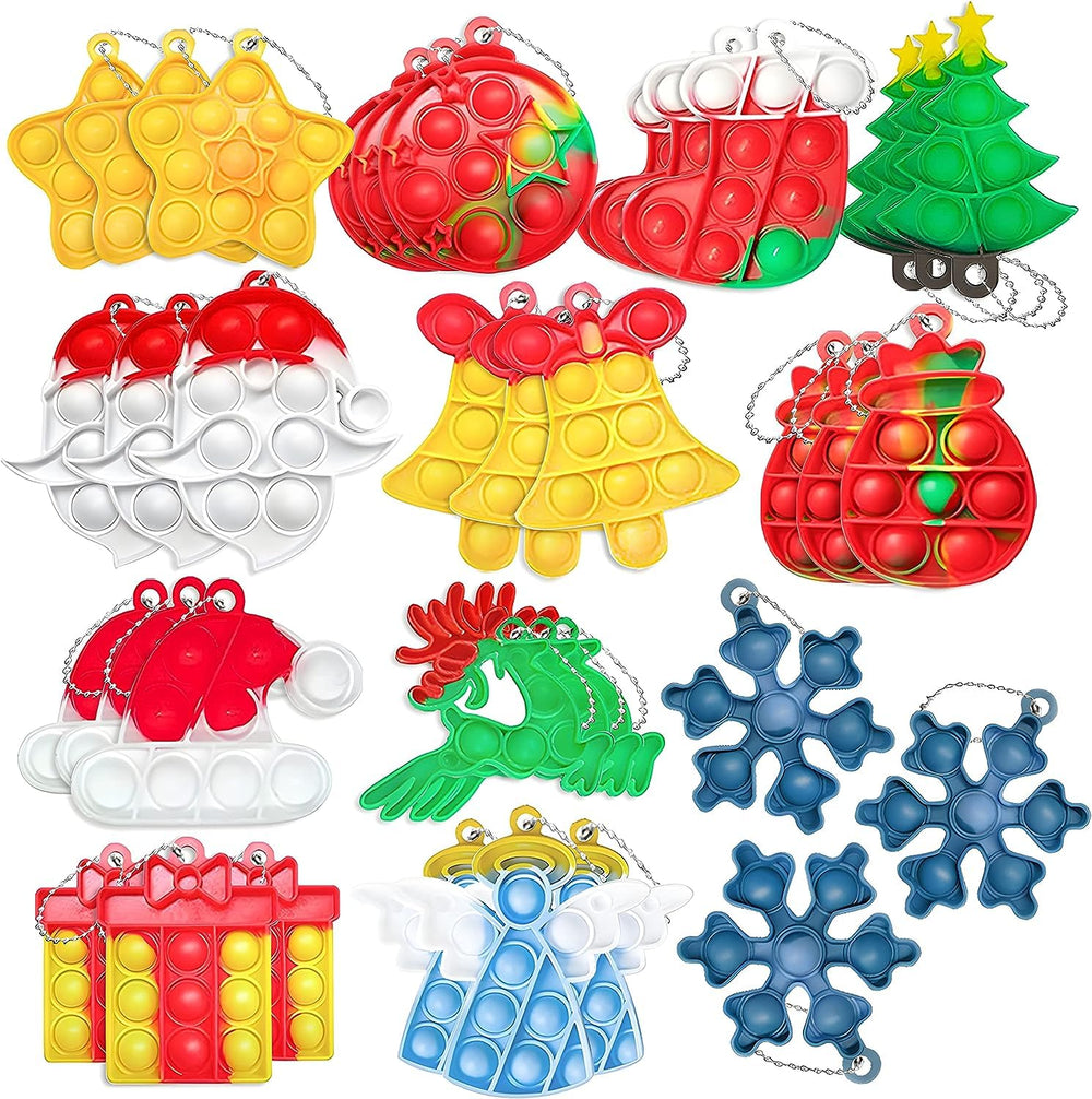 DZLUSJ Christmas mini pop keychain collection featuring six festive designs for tactile play.