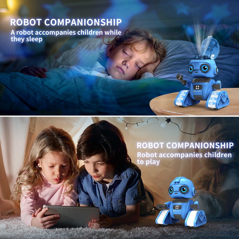 Dzxlin robot toy head shadow projection demonstrates soothing night visuals