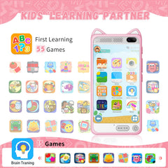E teacher Kids Phone pink back view shows sturdy, child-safe shell