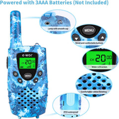 E-WOR Kids Walkie Talkies with long range up to four miles for outdoor adventures