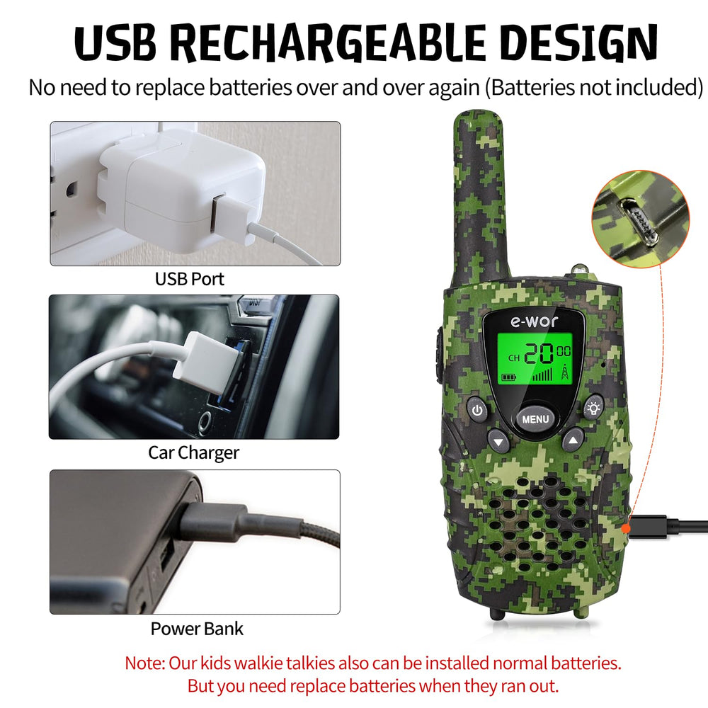 Rechargeable via USB with included cables for extended play