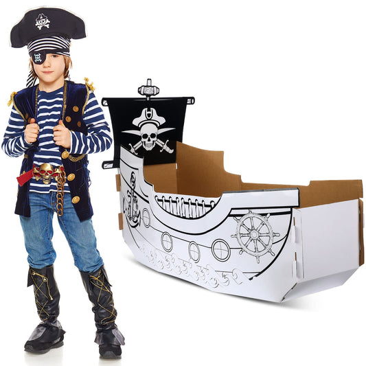 Eaasty pirate ship playhouse coloring setup invites creative play and family fun.