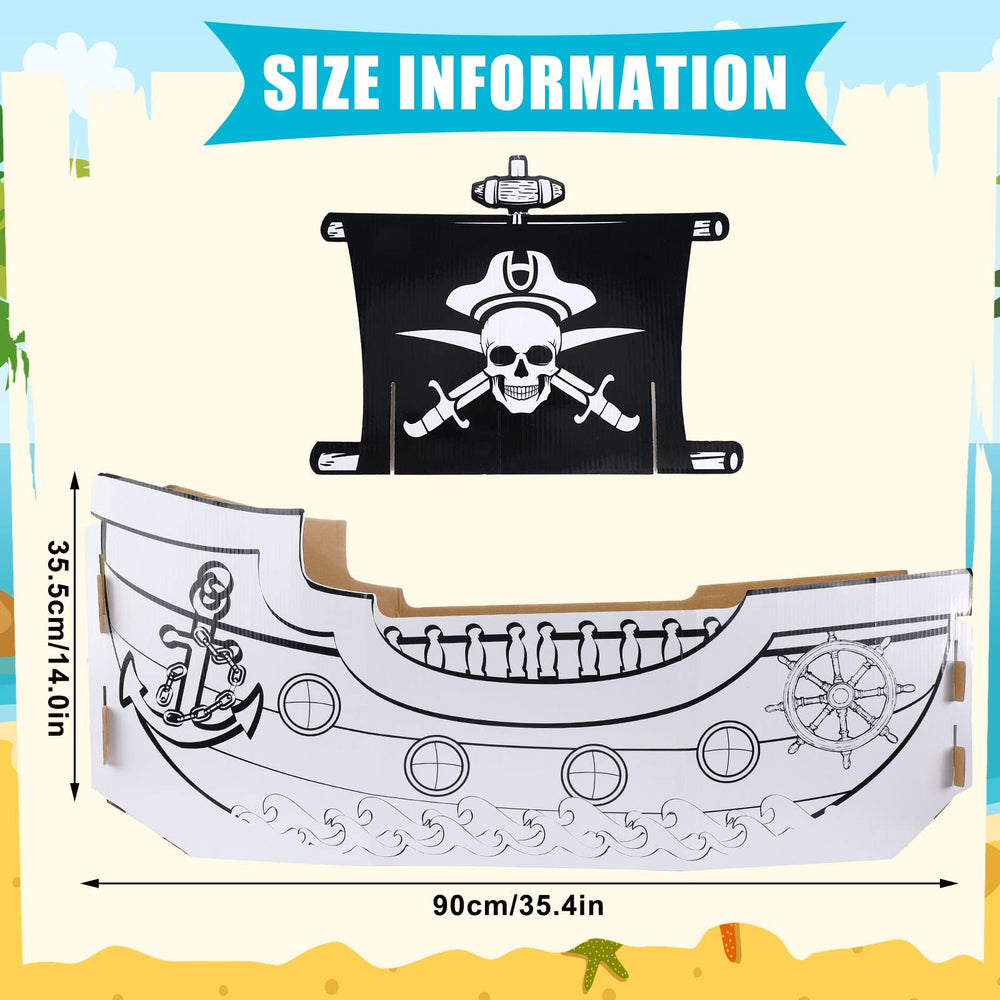 Eaasty pirate ship playhouse DIY kit invites kids to customize colors.