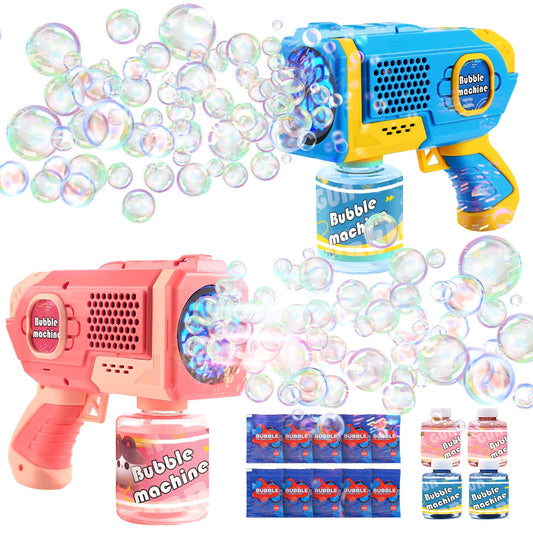 EagleStone Bubble Gun Machine front view with bubbles for outdoor play.
