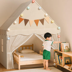 EagleStone curtains with white polka dots add charm and privacy.