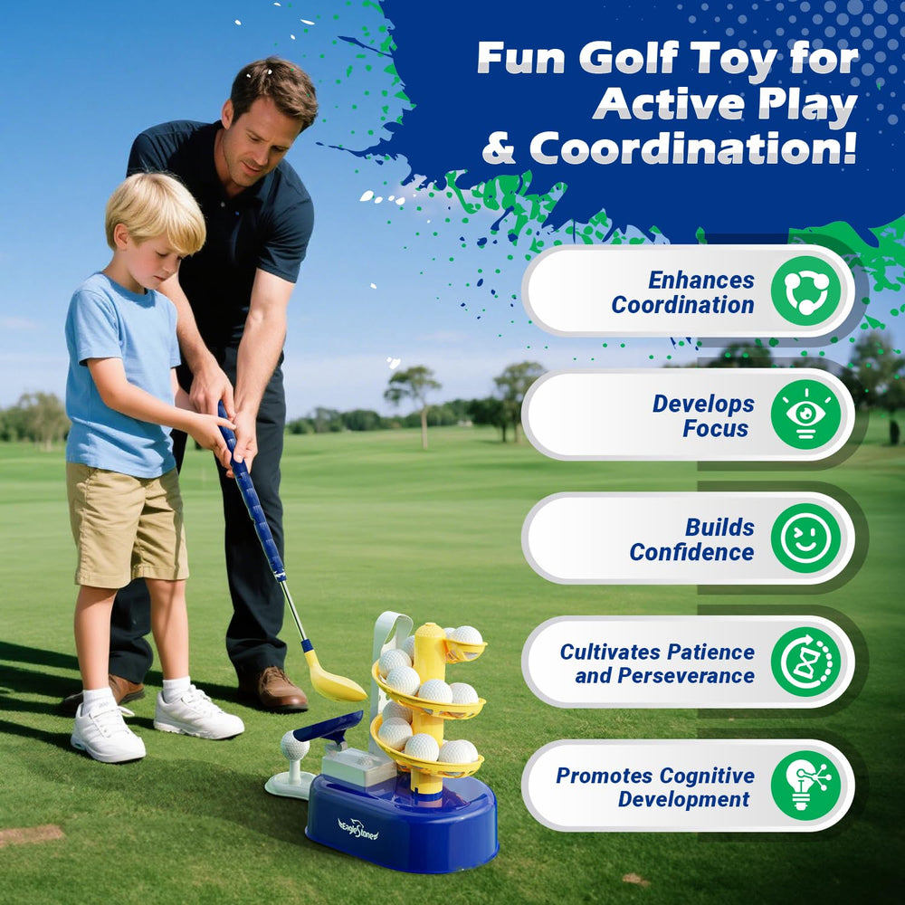 EagleStone adjustable club promotes safe, easy grip for young players.