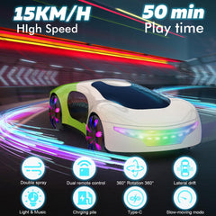 Eallpha gesture RC car side view showcases drift-ready tires for smooth turns.