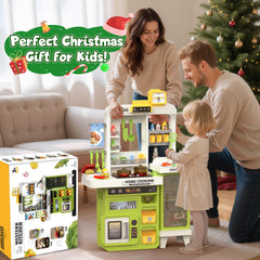 Easface Kids Kitchen Playset contents include utensils and foods for interactive pretend play.
