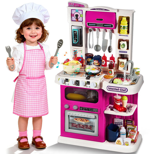 Easface Kids Kitchen Playset stove with lights and steam for pretend cooking