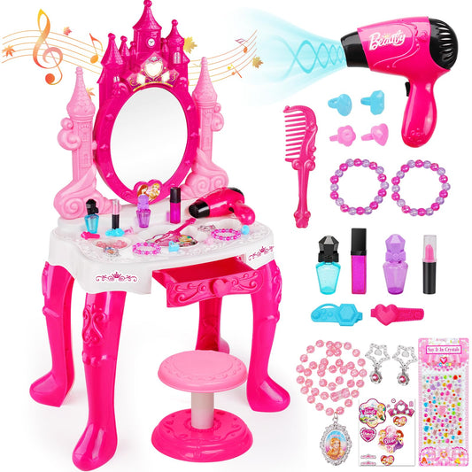 Easface kids vanity table and mirror for imaginative dress-up play.
