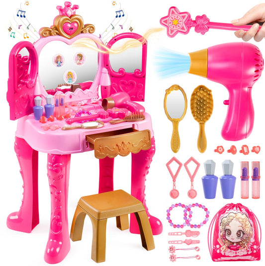 Easface toddler vanity table with magic lights fueling imaginative dress-up play