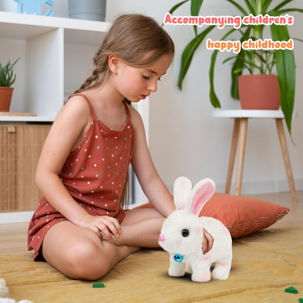 Easfan bunny plush nose movement emphasizes interactive and sensory fun.