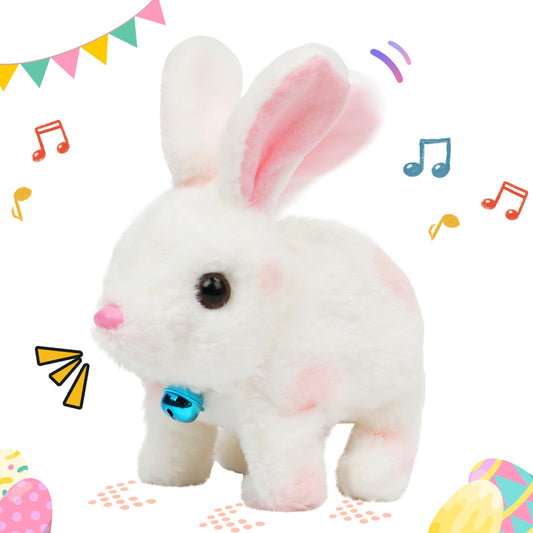 Easfan bunny plush walking image shows a cuddly toy ready for active play.