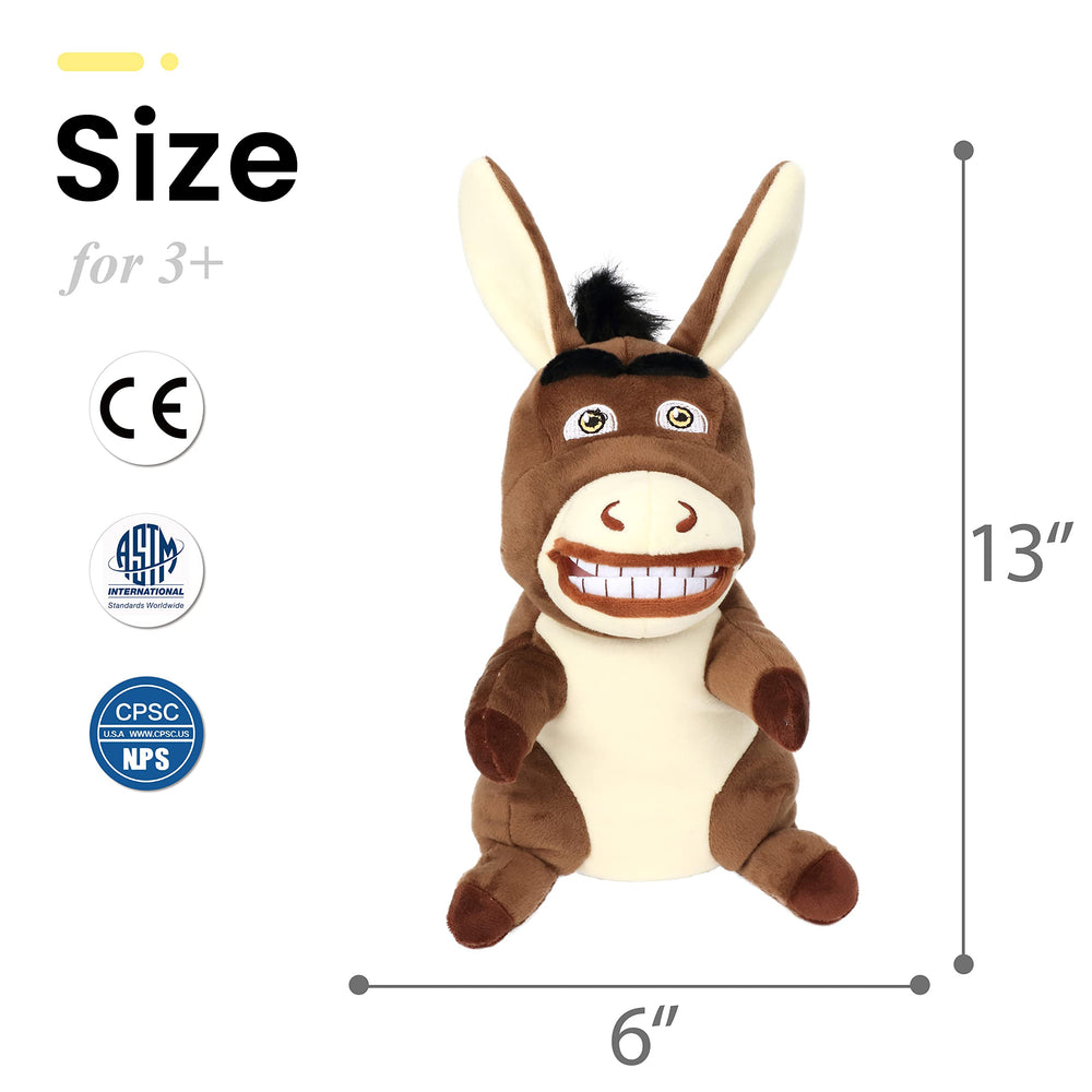 Easfan donkey hand puppet palm-size for easy cuddling.