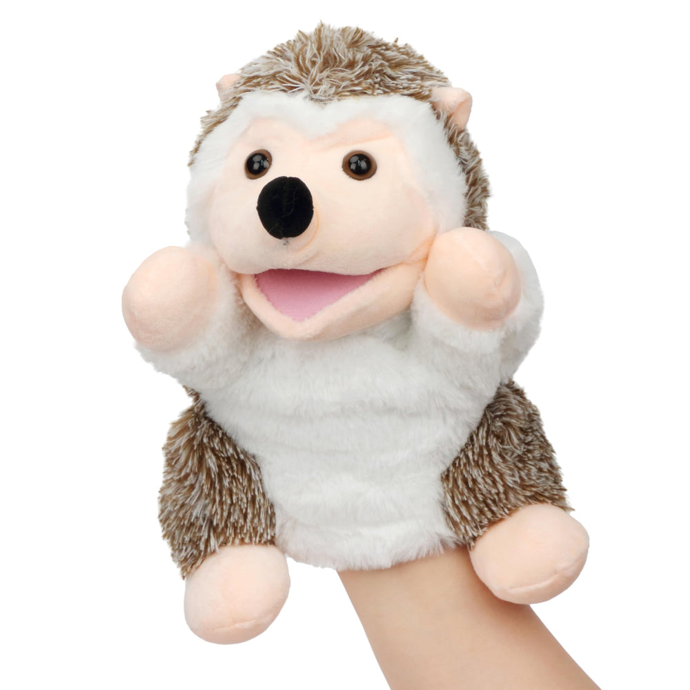 Easfan Hedgehog hand puppet in soft plush for cozy storytelling sessions.