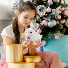 Easfan Hopping Bunny Grey hopping action captured for active kid fun.