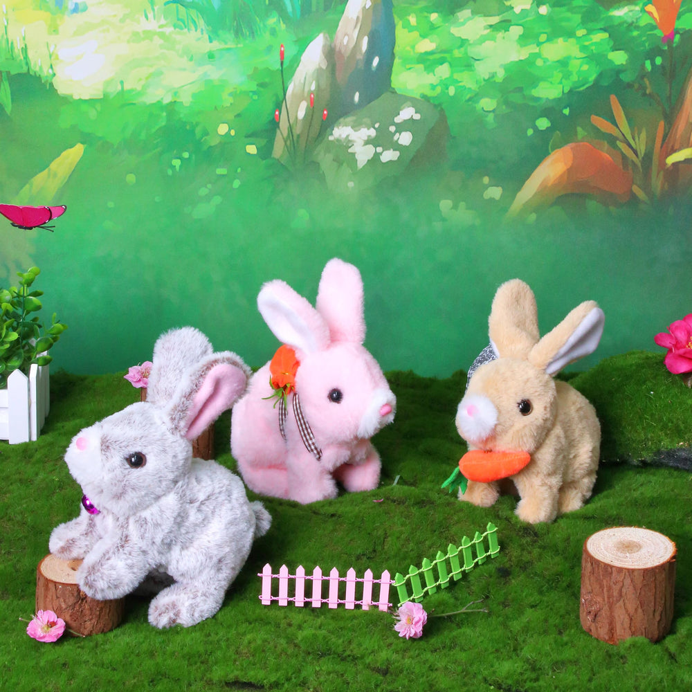 Easfan Hopping Bunny Grey sounds activate with each hop for cheerful play.