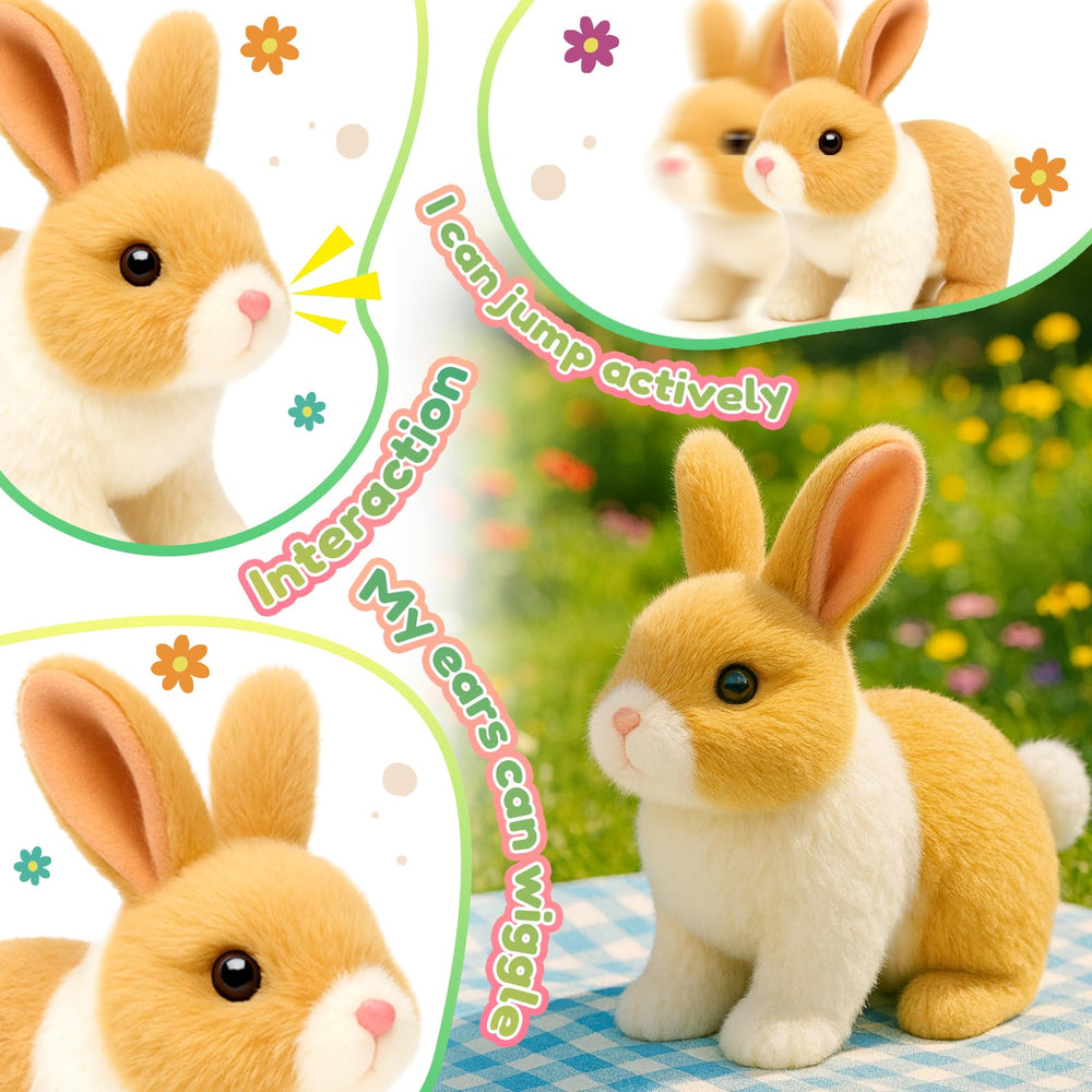 Easfan bunny moves ears and nose for interactive storytelling.