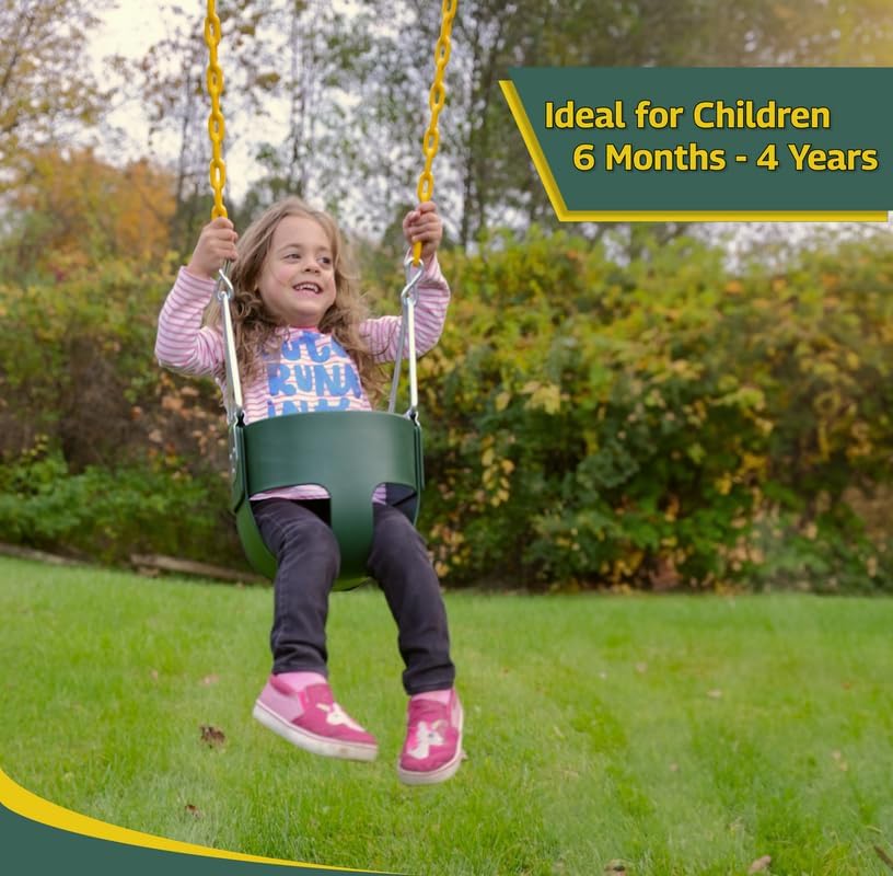 Eastern Jungle Gym yellow plastisol-coated chains offer soft, pinch-free grip for little fingers