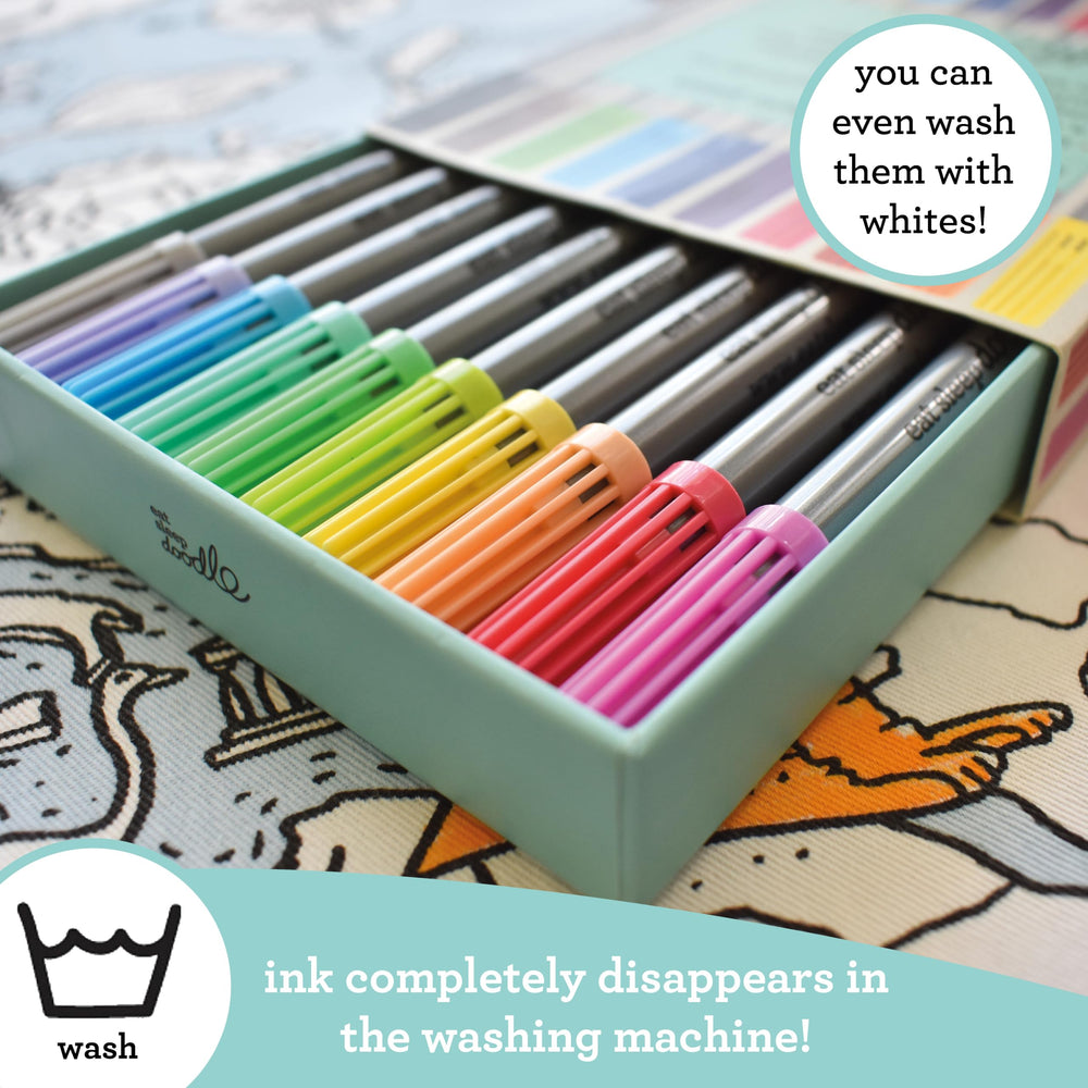 eatsleepdoodle markers wash-out ink fades after warm wash on textiles