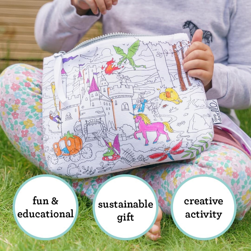 Eatsleepdoodle colorable bag encourages creativity and fine motor skills.