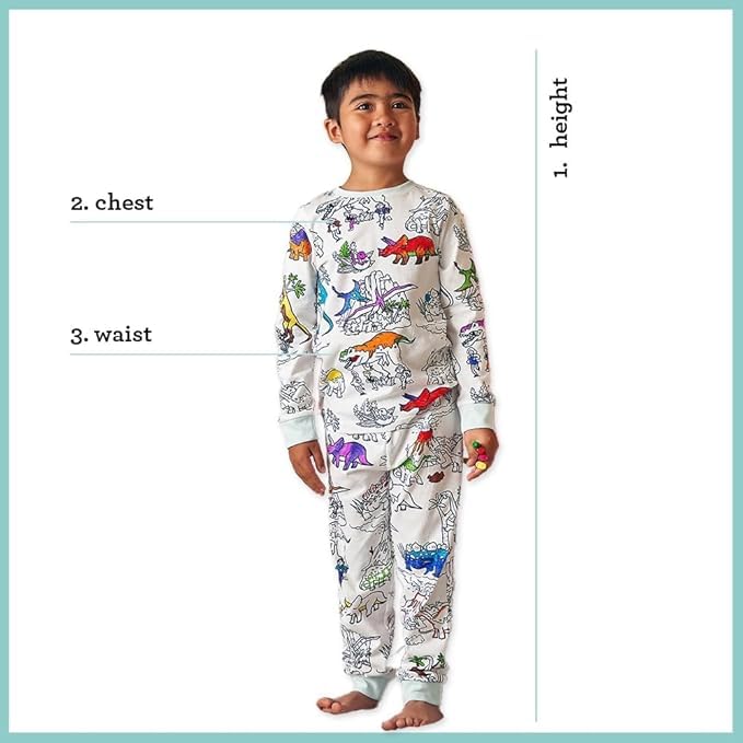 eatsleepdoodle pajama set laid flat with markers and design guides for DIY fun.