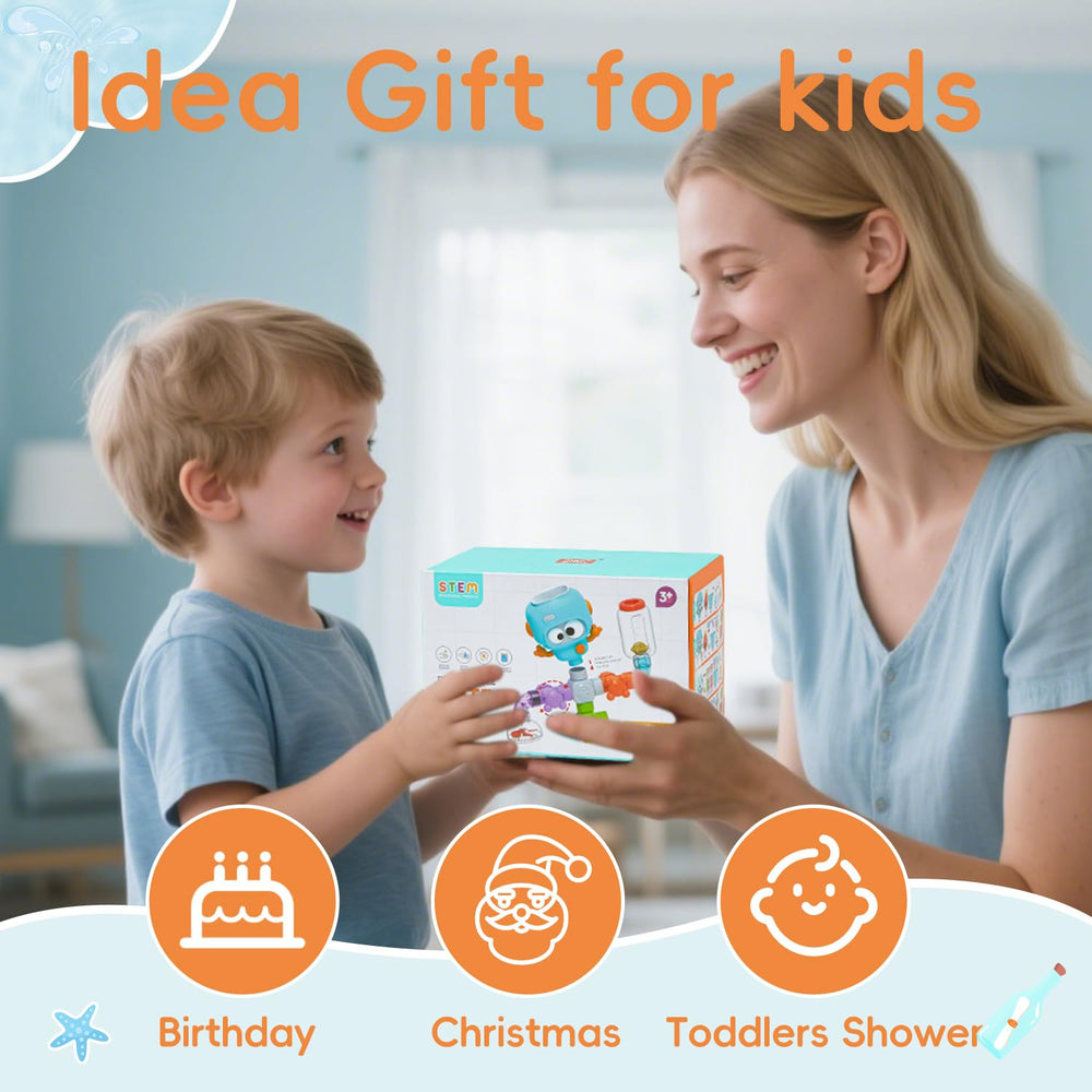 EazierWizter family-friendly bath toy set invites parent-child interaction.