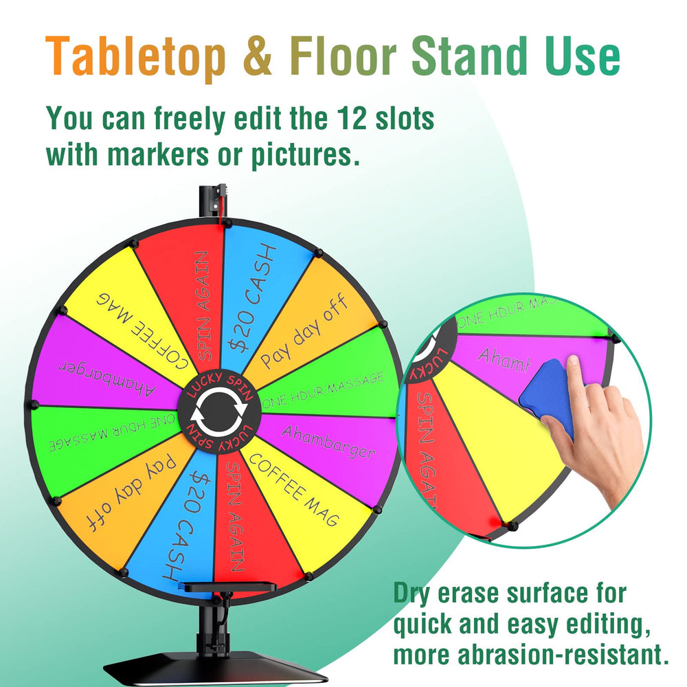 EBLIKI dry-erase surface for easy prize updates between rounds.