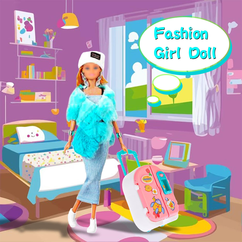 ebuddy 11.5-inch doll closet stylish blue dress set for mix-and-match play