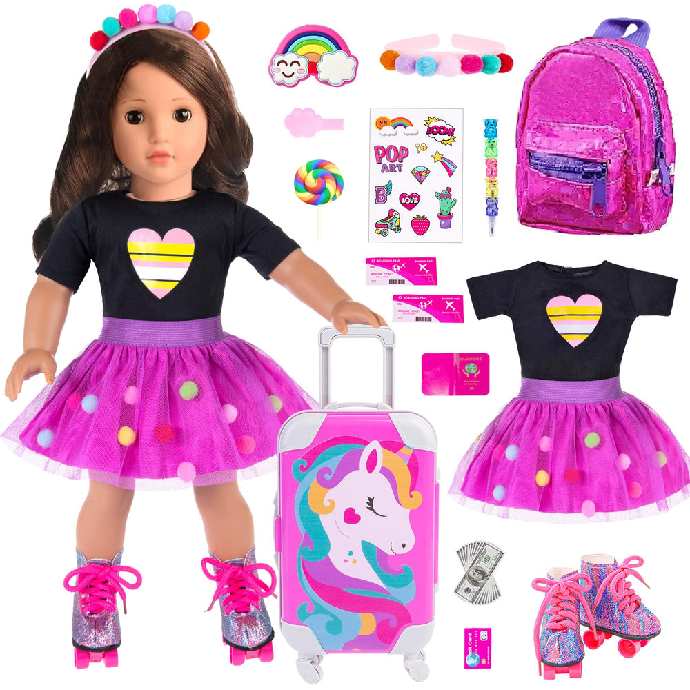 ebuddy 18inch doll travel set with suitcase inspires imaginative packing play