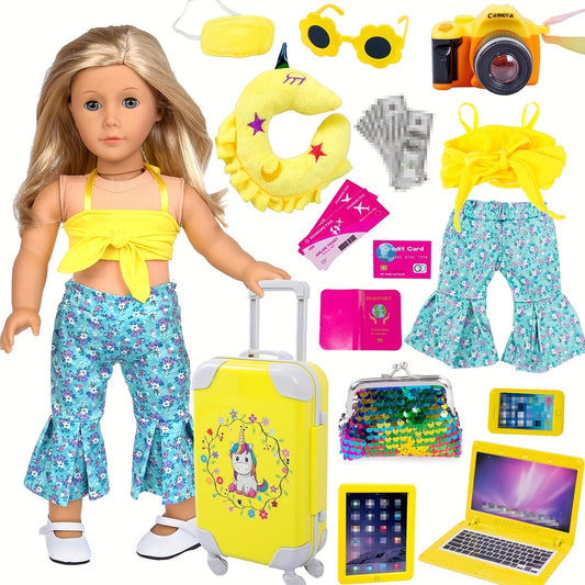 ebuddy 18-inch doll travel suitcase with rolling wheels for realistic play