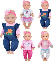 ebuddy 4-sets doll clothes for 14-16 inch dolls, easy dress-up play