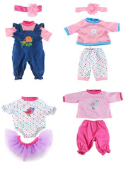 ebuddy 43 cm doll outfits pack, snug fit and cute looks for pretend play