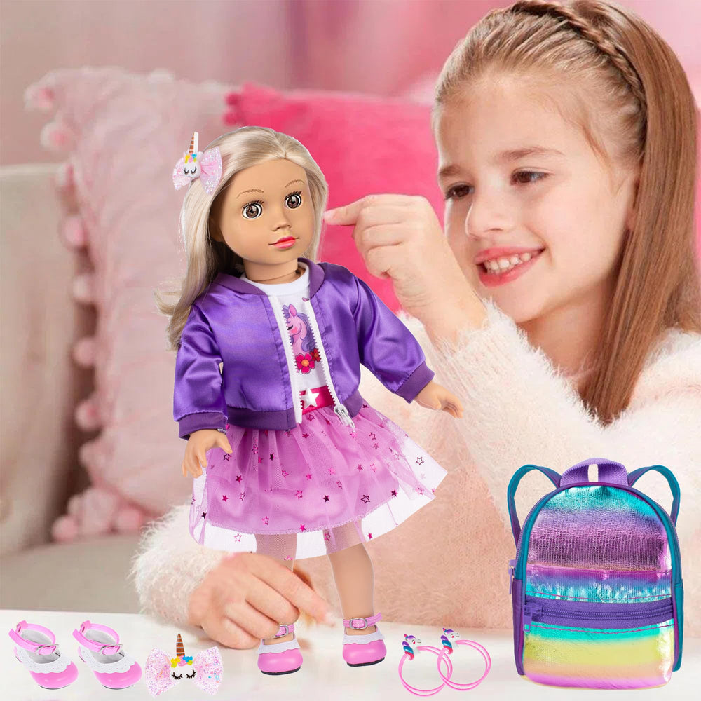 ebuddy matching doll backpack with travel essentials for stories