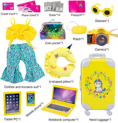 ebuddy yellow off-shoulder top and bell-bottoms outfit for dolls