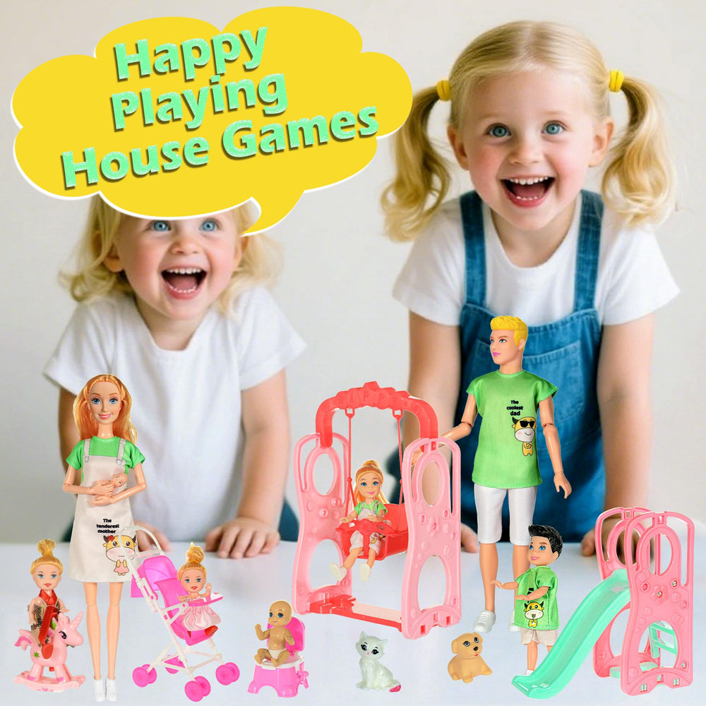 ebuddy Family Dolls Playset slide adds dynamic action to stories and active play