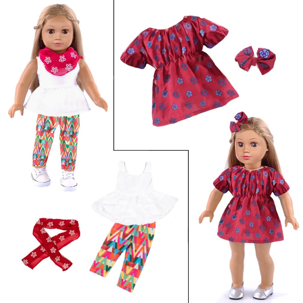 ebuddy fashion outfits for 18 inch dolls in bright patterns and durable fabrics