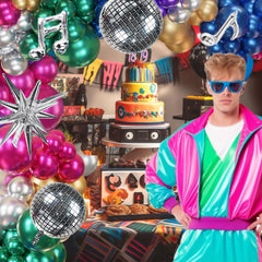 ECEAE disco-silver foil balloons pair boosts dance-floor vibes.