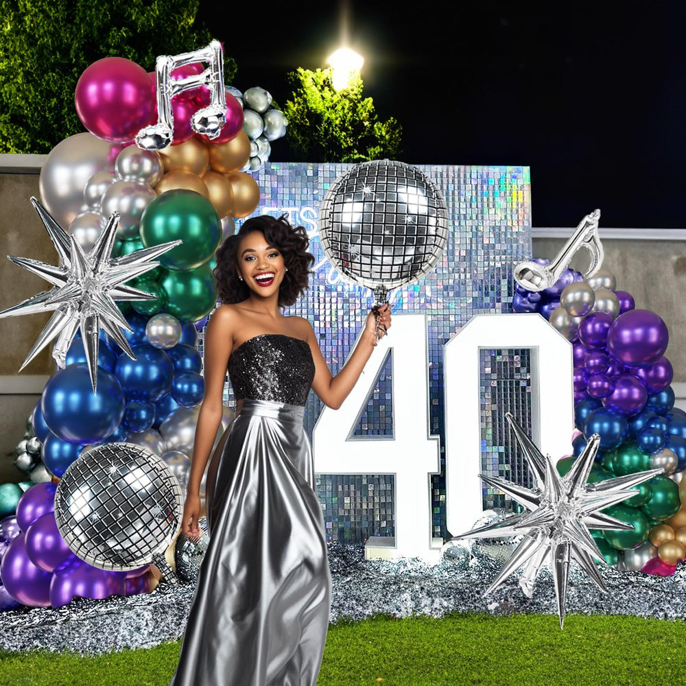ECEAE eighteen-inch blue metallic balloon delivers bold visual impact.