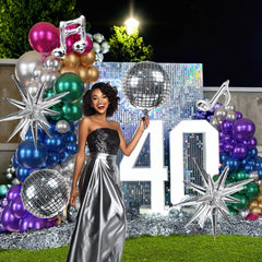 ECEAE eighteen-inch blue metallic balloon delivers bold visual impact.