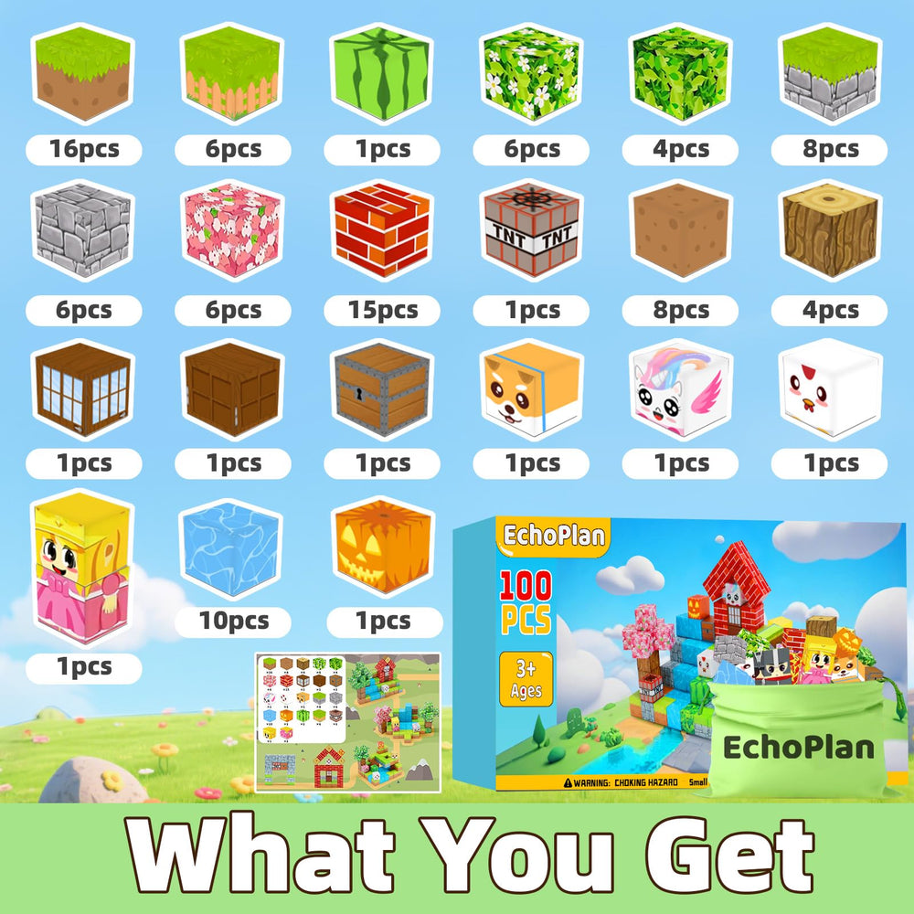 EchoPlan Magnetic Blocks STEM learning colors promote color recognition and hands-on problem solving.