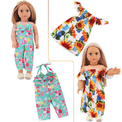 Ecore Fun 18-inch doll outfits set 4 features jumpsuit and cardigan for easy switching