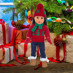 Ecore Fun 18-Inch doll shoes and bag complete the festive outfit for adventures
