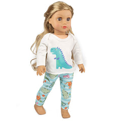 Ecore Fun dinosaur-pattern pajama pants for 18-inch dolls, comfy fit and easy dressing