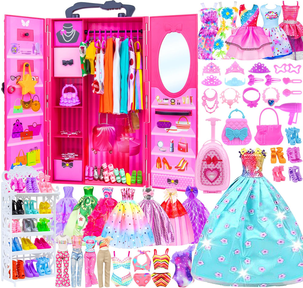 Ecore Fun doll closet wardrobe for 11.5-inch dolls offering organized storage.