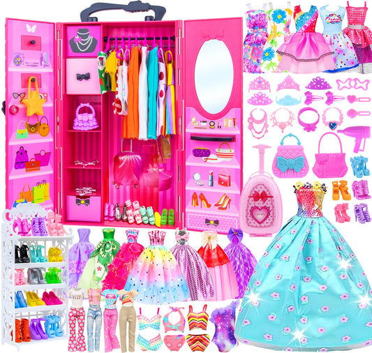 Ecore Fun doll closet wardrobe for 11.5-inch dolls offering organized storage.