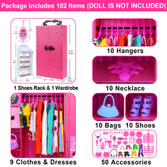 Ecore Fun doll suitcase provides portable storage for outfits and accessories.