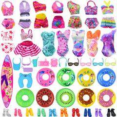 Ecore Fun doll bikini swimsuits for 11.5-inch dolls, colorful mix-and-match outfits.